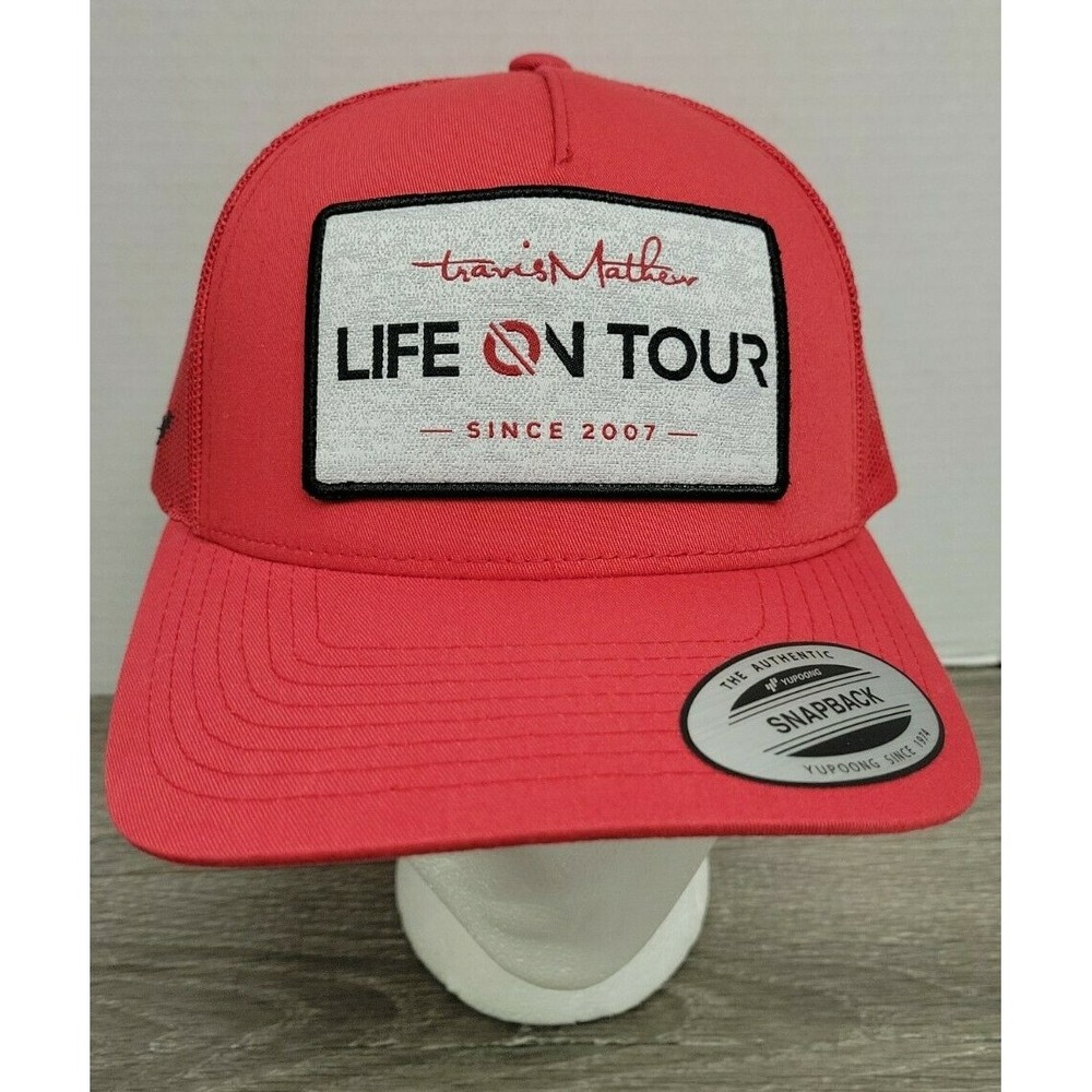 Travis Mathew Life On Tour Since 2007 Trucker Ball Cap‎ Hat Snapback Red NWOT